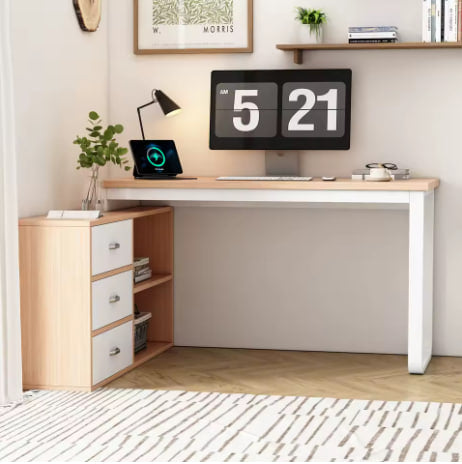 Carjfdse HOUSE SPOLE Computer Desk with 3 Drawers, Office Desk with 2 Open Compartments